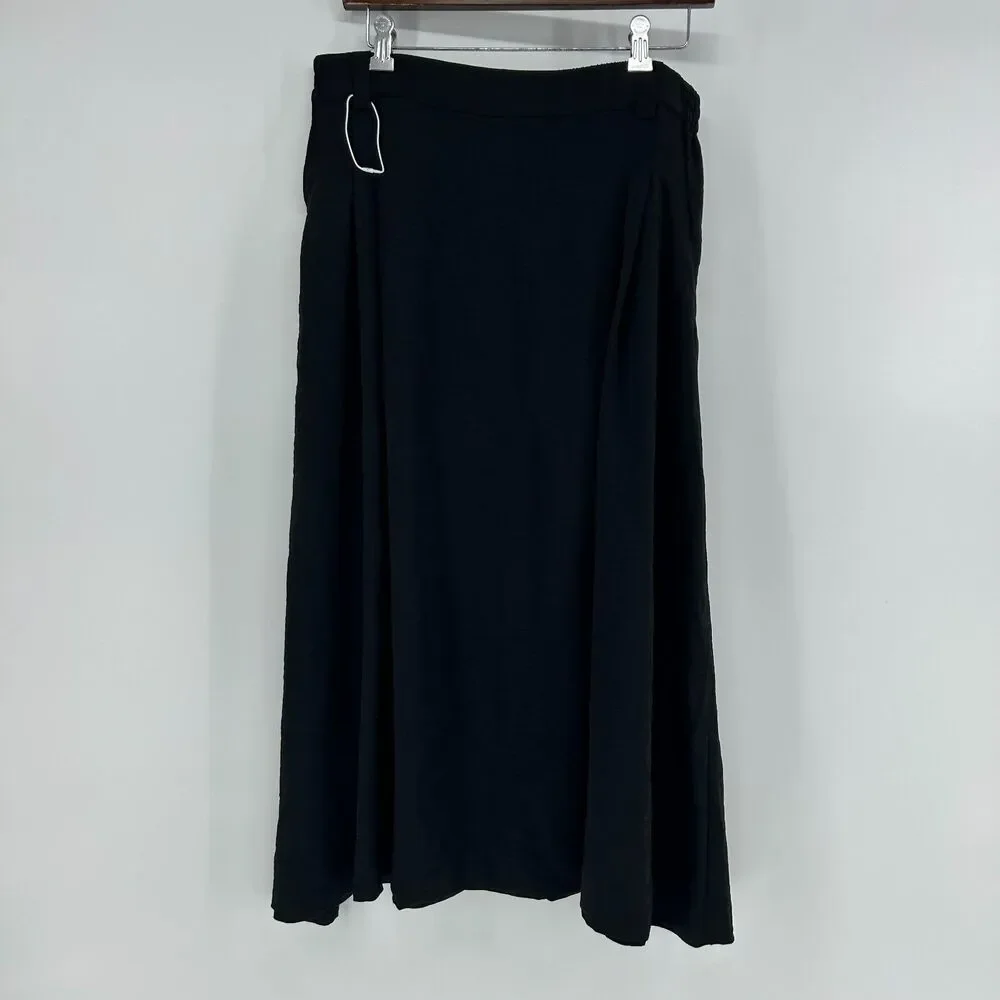 NWT Halara Maxi Skirt Women's L Flowy Casual Black Crinkle Fabric Lightweight